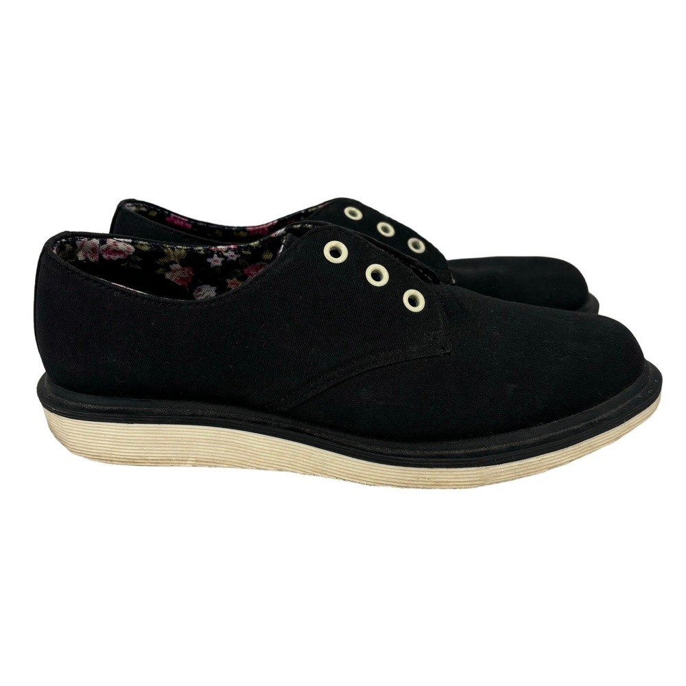 Dr Martens Pierce Oxford Sneakers Women Size 9 Black Canvas Floral Lining AW004